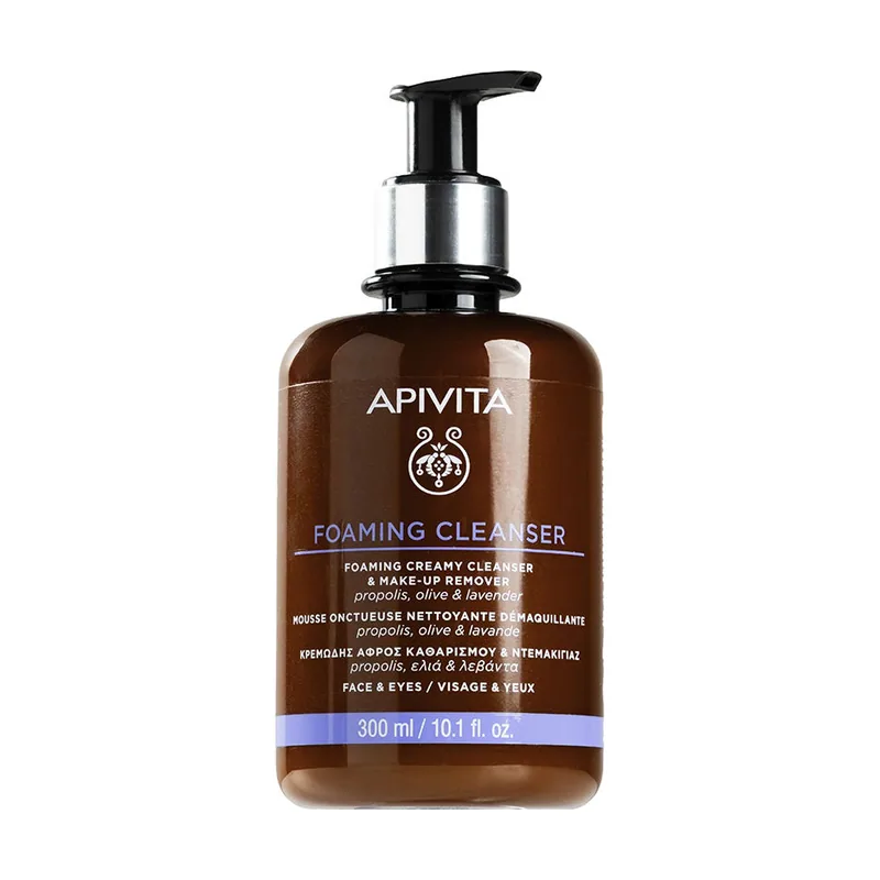 Apivita CREMA ESPUMA LIMPIADORA facial y ojos con oliva y lavanda 300 ml