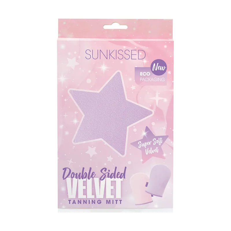 Sunkissed double sided luxe velvet tanning mitt duo body tanning glove + face tanning mitt