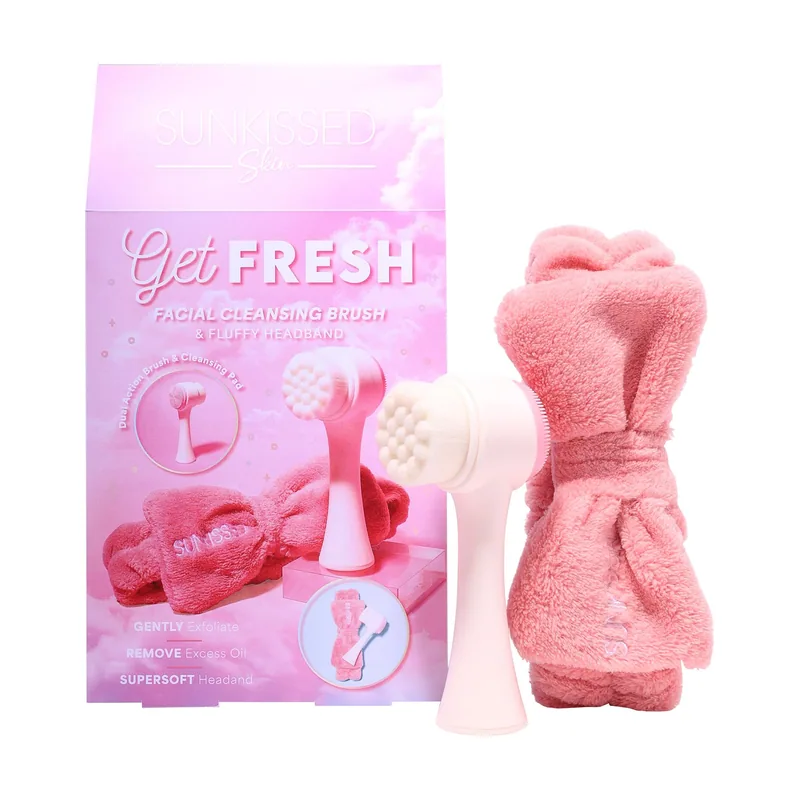 Sunkissed skin get fresh gift set facial cleaning brush & fluffy headband