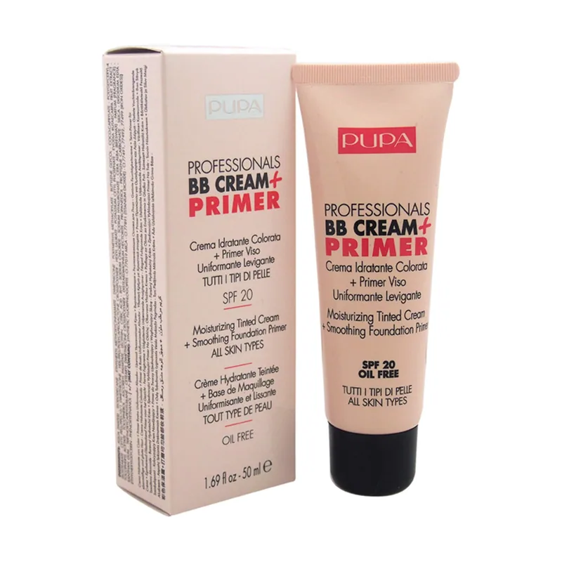 Pupa Professionals BB Cream & Primer 001 Nude Krem BB oraz baza pod makijaż dla cery normalnej i suchej