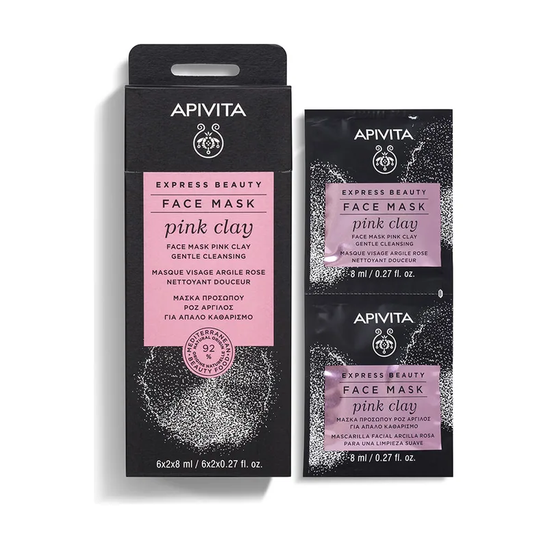 Apivita Express Beauty Mascarilla facial limpieza suave con arcilla rosa 2 x 8 ml