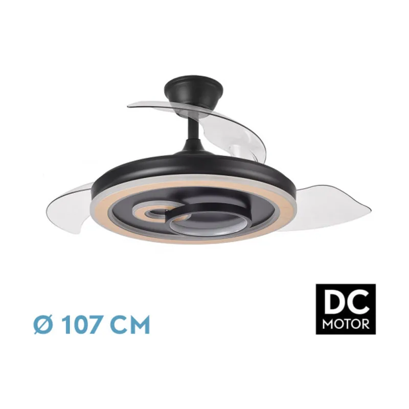 Abrila FABRILAMP Ventilador Dc Sultan 59w Negro/madera 3asp.107d 6980lm 3000-4500-6500k Reg.intensidad+remoto+memoria+temporizador