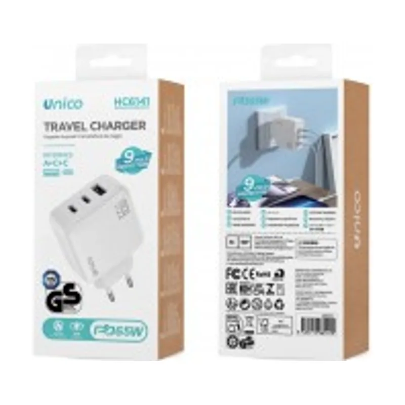 Unico 65W Cargador Carga Rapida para iPhone 17 16 15 iPad 10 Generación