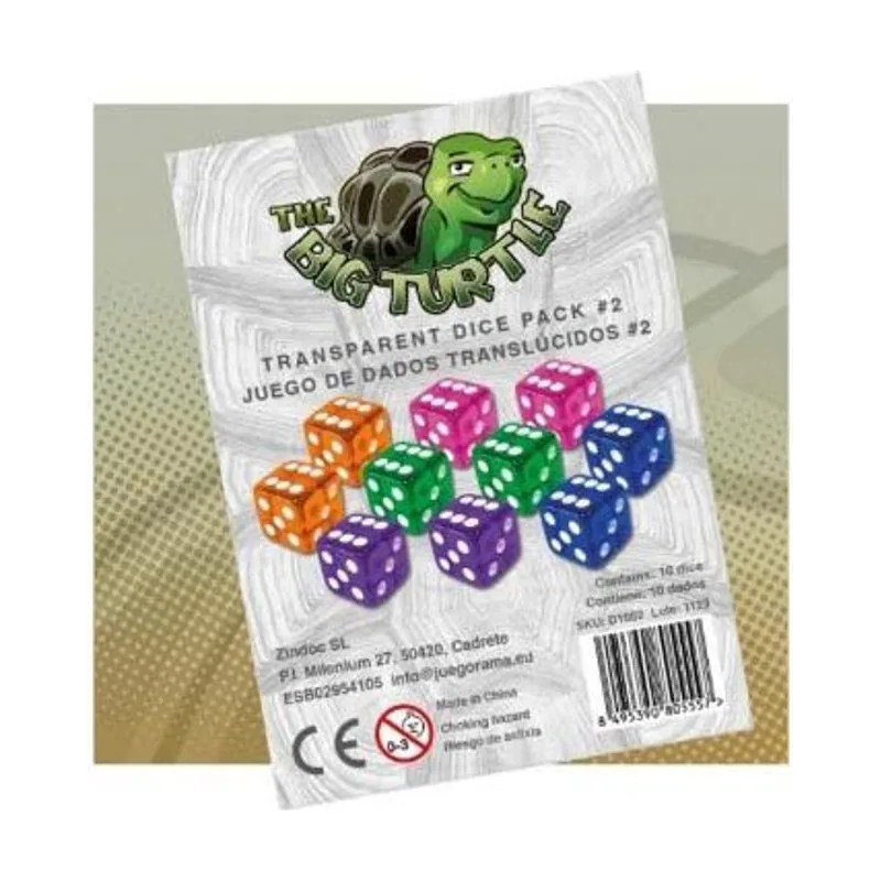 Juegorama Editorial 10 dados traslucidos 6 caras 16 mm pack 2
