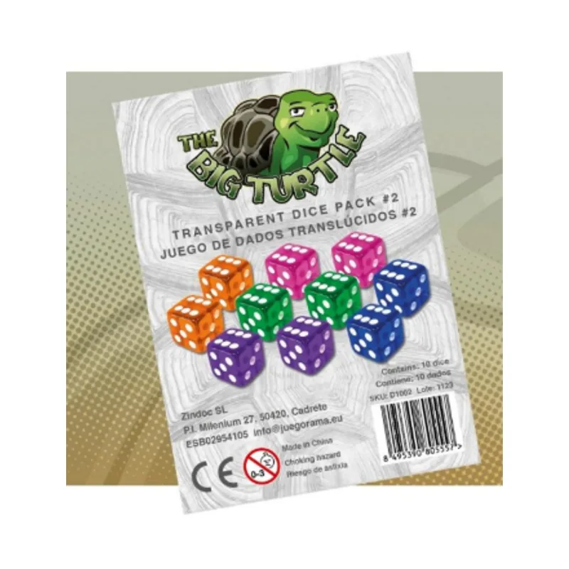 Juegorama Editorial 10 dados traslucidos 6 caras 16 mm pack 1