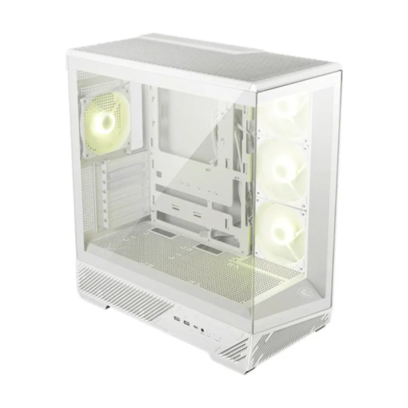 MSI mag pano 130r pz white,3x2.5"+2x2.5"/3.5",3x120+1x120mm argb 2xusb3.2+1usb3.2 type c+audio+micro,mid tower,blanca