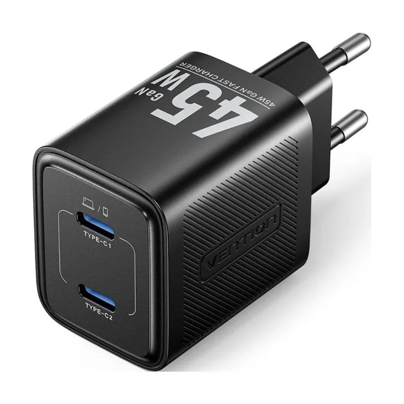 Vention Cargador de pared gan fefb0-eu 2xusb tipo-c