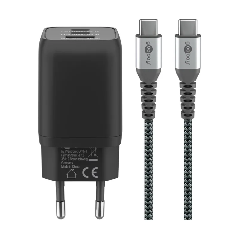 GooBay Juego de cargador usb-c™ nano 65 w y cable textil usb-c™ 1 m