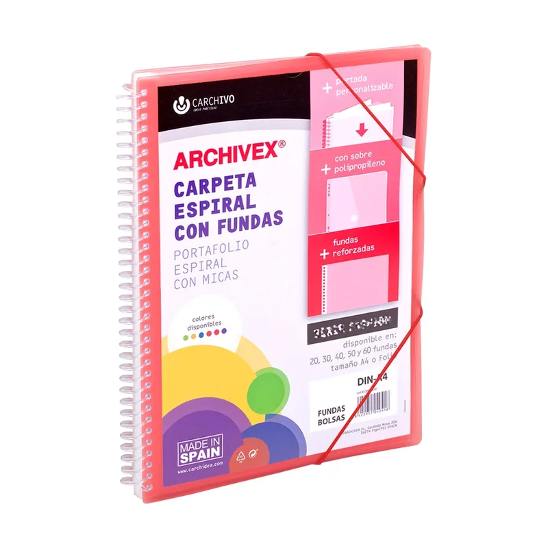Carchivo carpeta con fundas 30 archivex star espiral a4 c/gomas sobre c/solapa personalizable