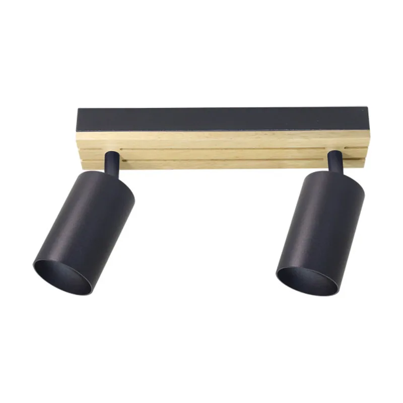 Regleta waikato 2xgu10 negro/madera orientable 16,5x26x5,5cm