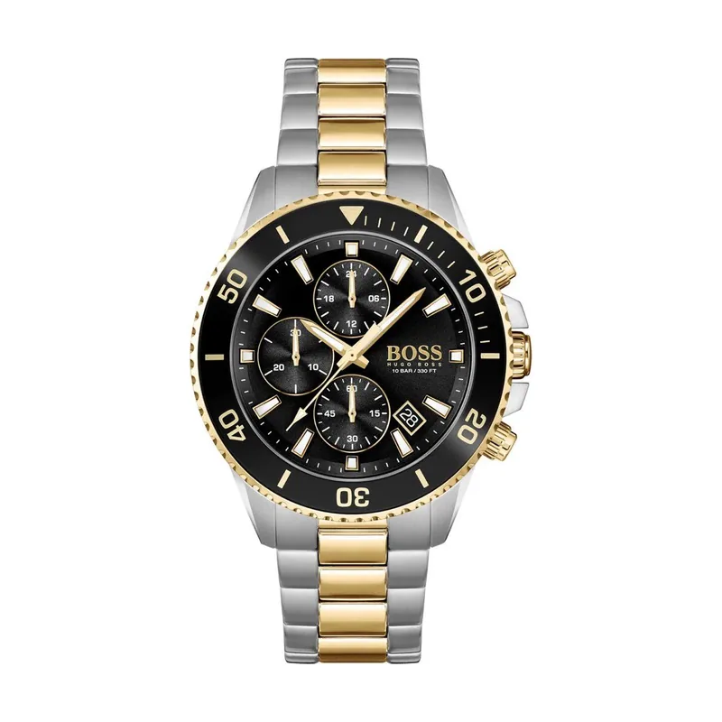 BOSS Reloj Cronógrafo de Cuarzo para Hombre Colección ADMIRAL con Correa de Acero Inoxidable Bicolor