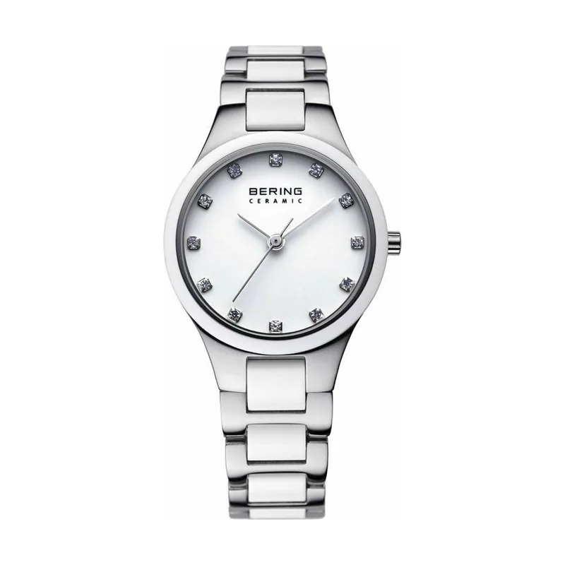 32327-701 Reloj de cuarzo para mujer con caja de acero inoxidable plateado de 27 mm