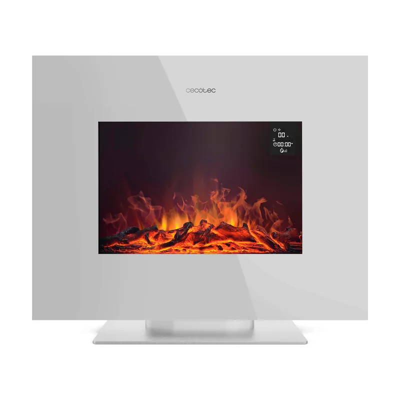 Chimenea Eléctrica Decorativa 26" con Mando a Distancia ReadyWarm 2710 Design Flames White. Máxima Potencia