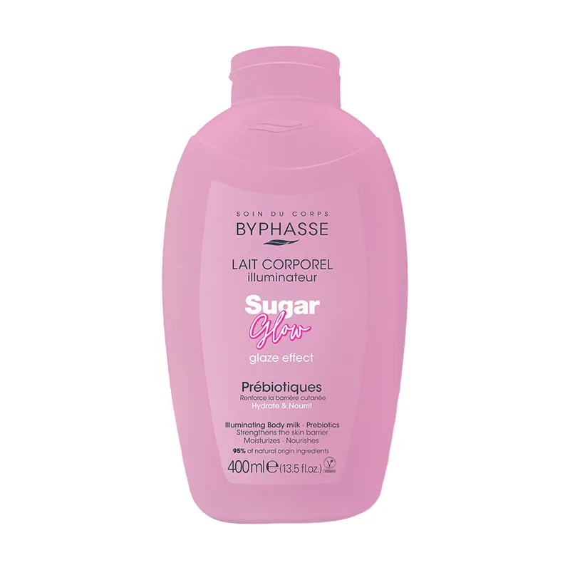 Byphasse Sugar Glow Leche Corporal Iluminadora Con Prebióticos 400 Ml Para Rutina De Belleza