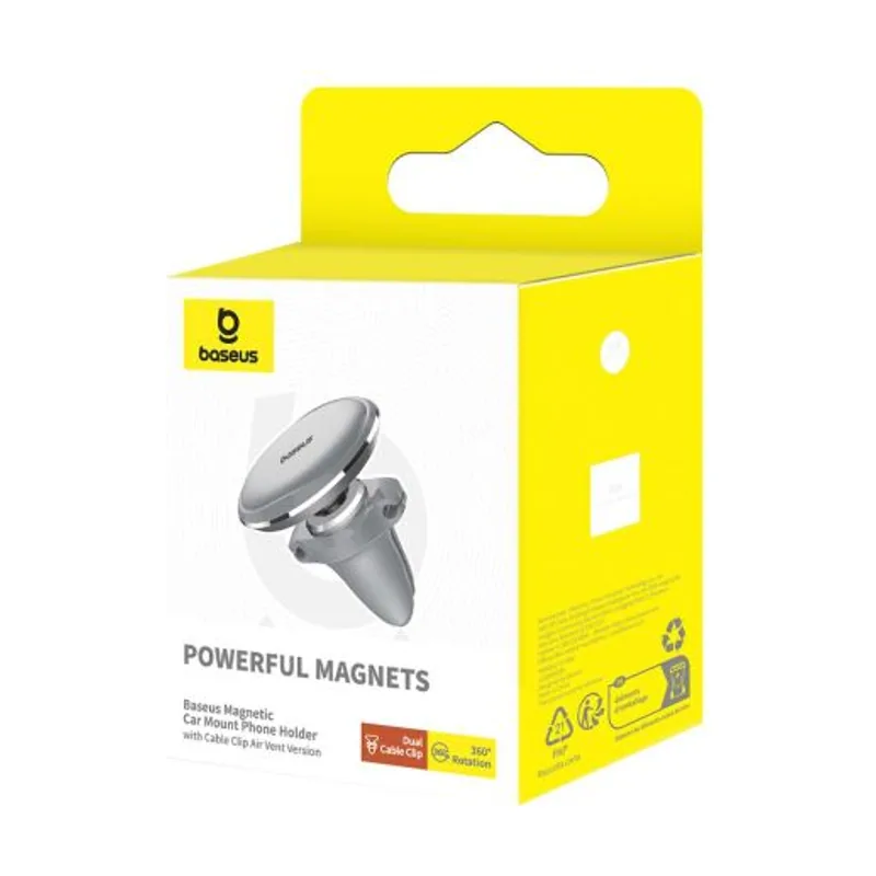 Baseus car mount magnetic car phone holder air vent 360 degree with cable clip