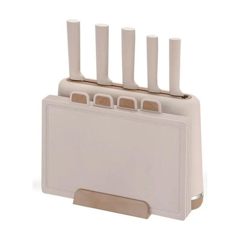 Mr-1412-beige juego de cuchillos con bloque + juego de tablas de cortar