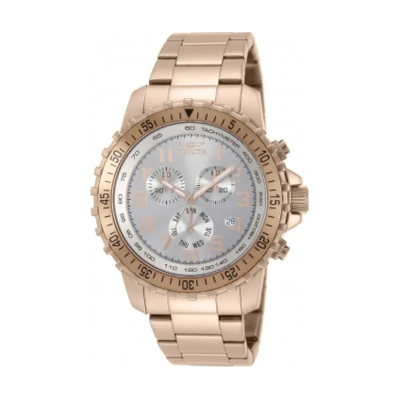 Invicta Specialty 11368 correa Oro rosa Dial Metal Gris plata Hombre
