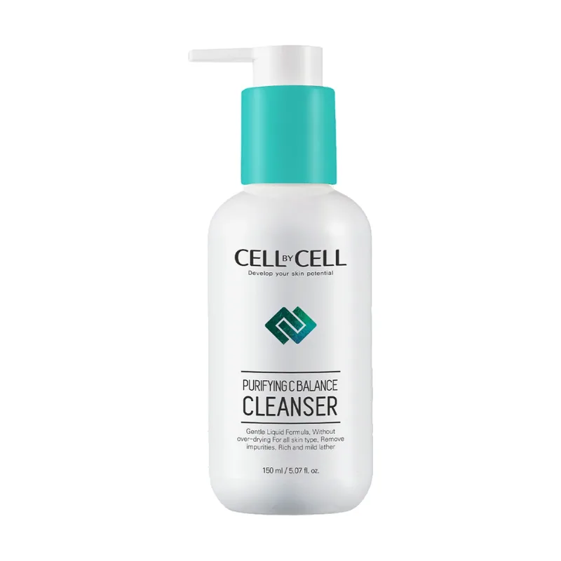 CELL by CELL - Gel limpiador facial para pieles grasas, mixtas y acneicas con árbol del té, centella, aloe y espino amarillo - Limpieza y reducción de comedones - Purifying C Balance Cleanser