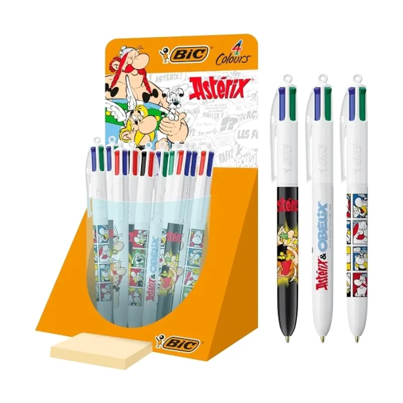 BIC 4 colours asterix expositor con 30 boligrafos de bola retractil diseã±os