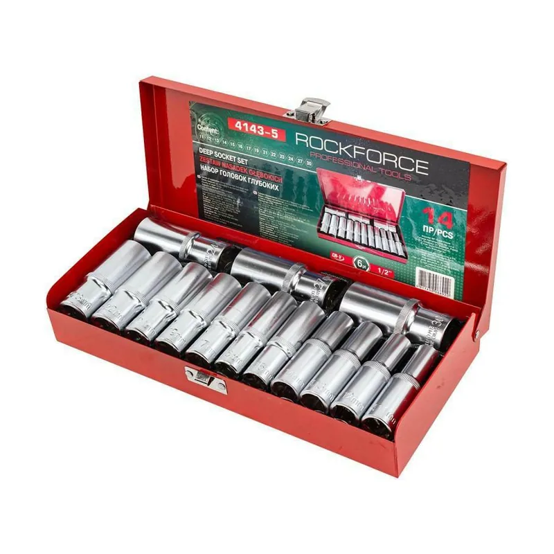 Adaptadores largos 6-puntas 14 piezas 1/2" 11-30mm