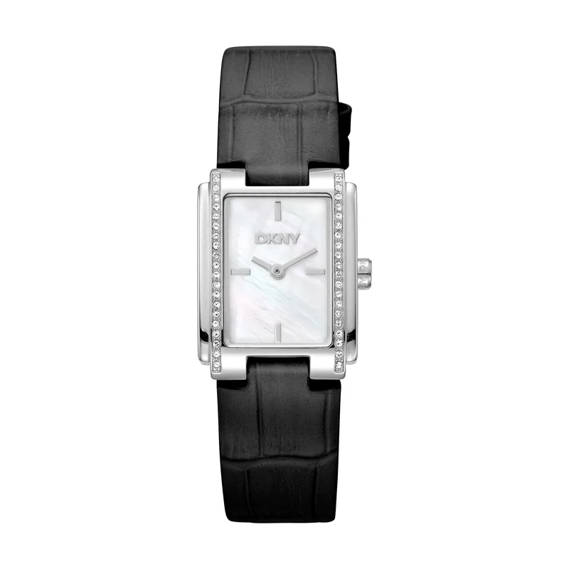 Dkny DK1L122L0015 correa Negro Dial Blanco antiguo Mujer