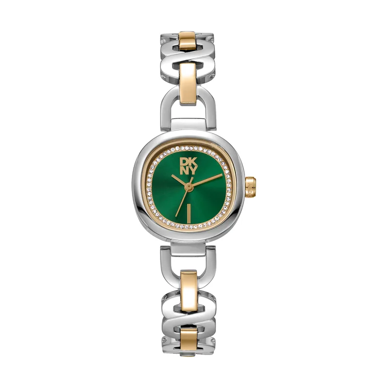 Dkny DK1L139M0065 correa Gris plata Oro amarillo Dial Verde botella Mujer