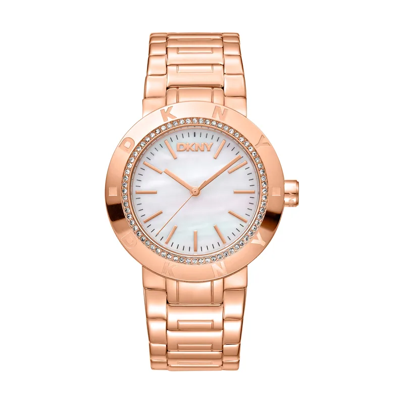 Dkny DK1L023M0045 correa Oro rosa Dial Blanco antiguo Mujer