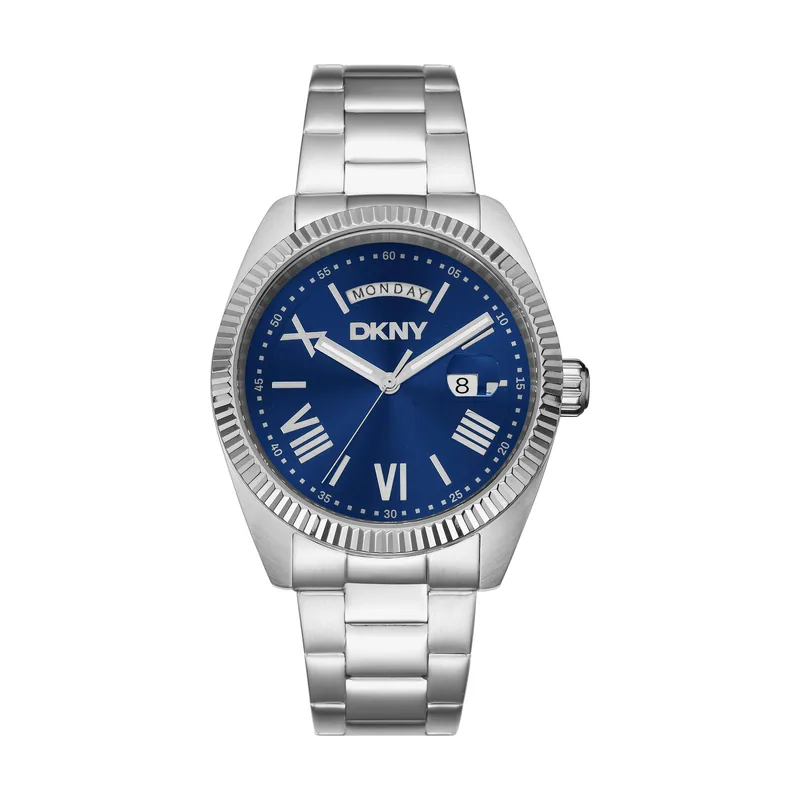 Dkny DK1G141M0035 correa Gris plata Dial Azul noche Hombre