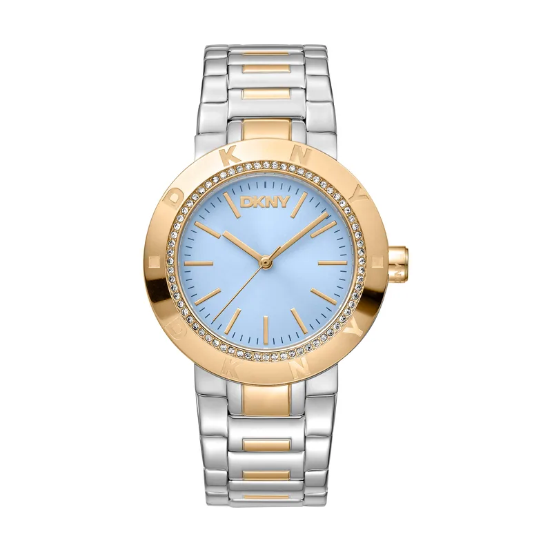 Dkny DK1L023M0065 correa Gris plata Oro amarillo Dial Azul luminoso Mujer