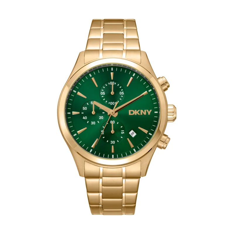 Dkny DK1G136M0065 correa Oro amarillo Dial Verde botella Hombre