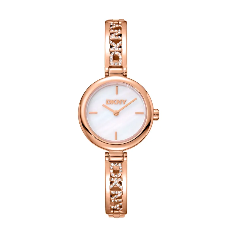 Dkny DK1L115M0235 correa Oro rosa Dial Blanco antiguo Mujer