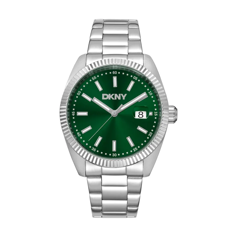 Dkny DK1G133M0065 correa Gris plata Dial Verde botella Hombre