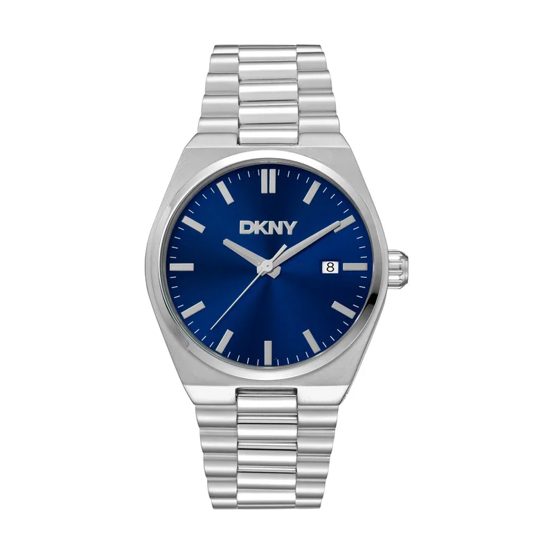 Dkny DK1G135M0075 correa Gris plata Dial Azul noche Hombre