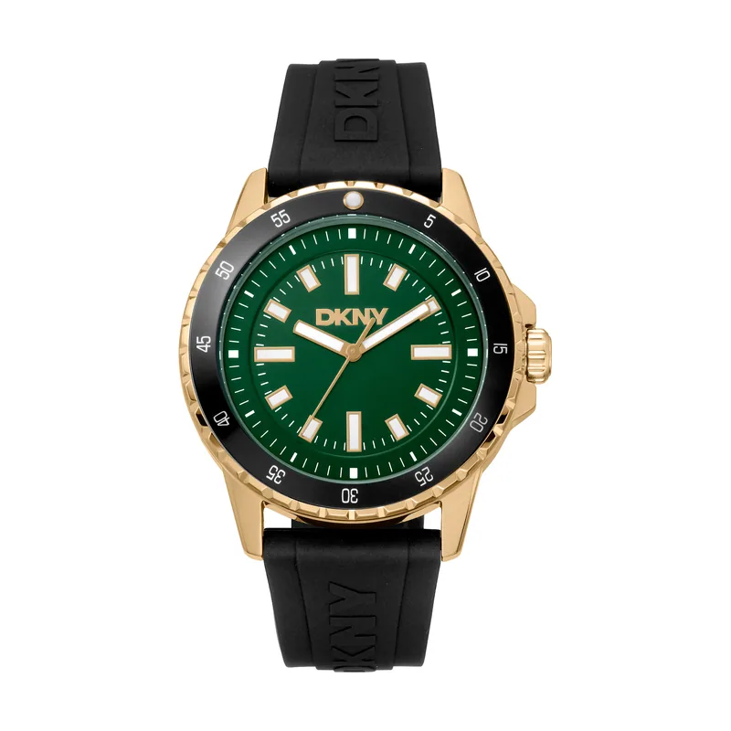 Dkny DK1G130P0035 correa Negro Dial Verde botella Hombre
