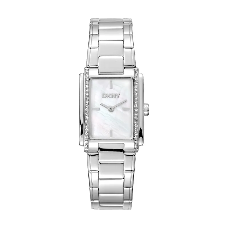 Dkny DK1L122M0045 correa Gris plata Dial Blanco antiguo Mujer