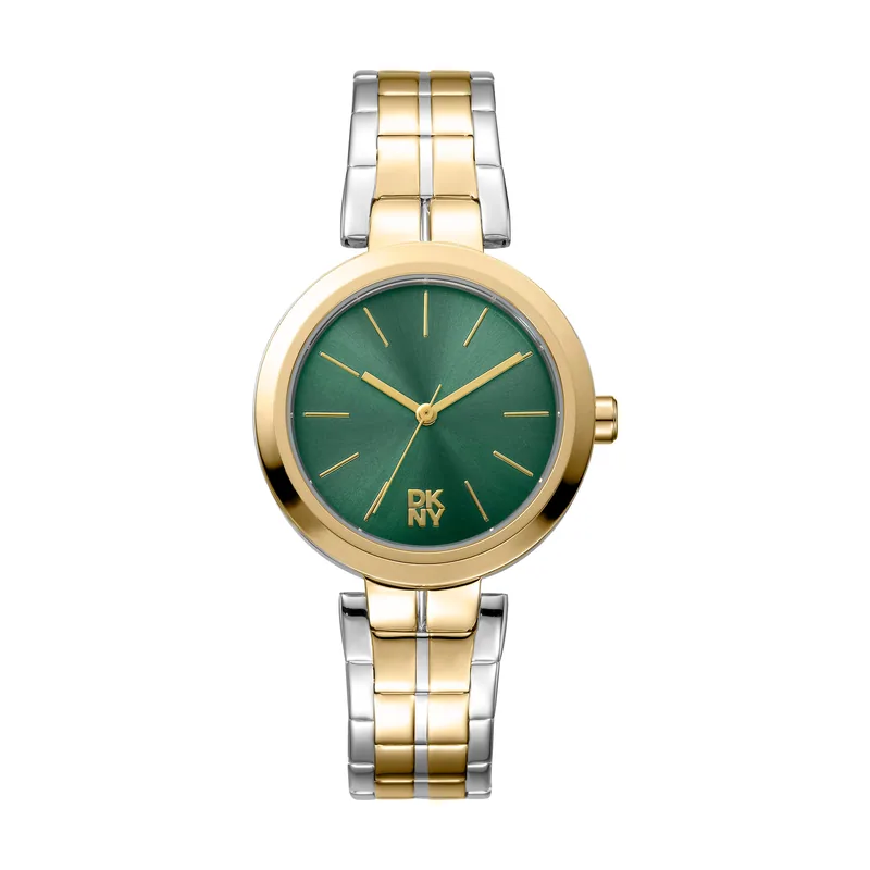 DK1L045M0075 correa Gris plata Oro amarillo Dial Verde botella Mujer