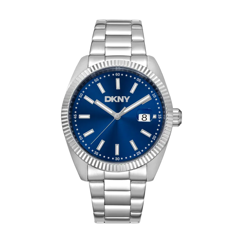 Dkny DK1G133M0015 correa Gris plata Dial Azul noche Hombre