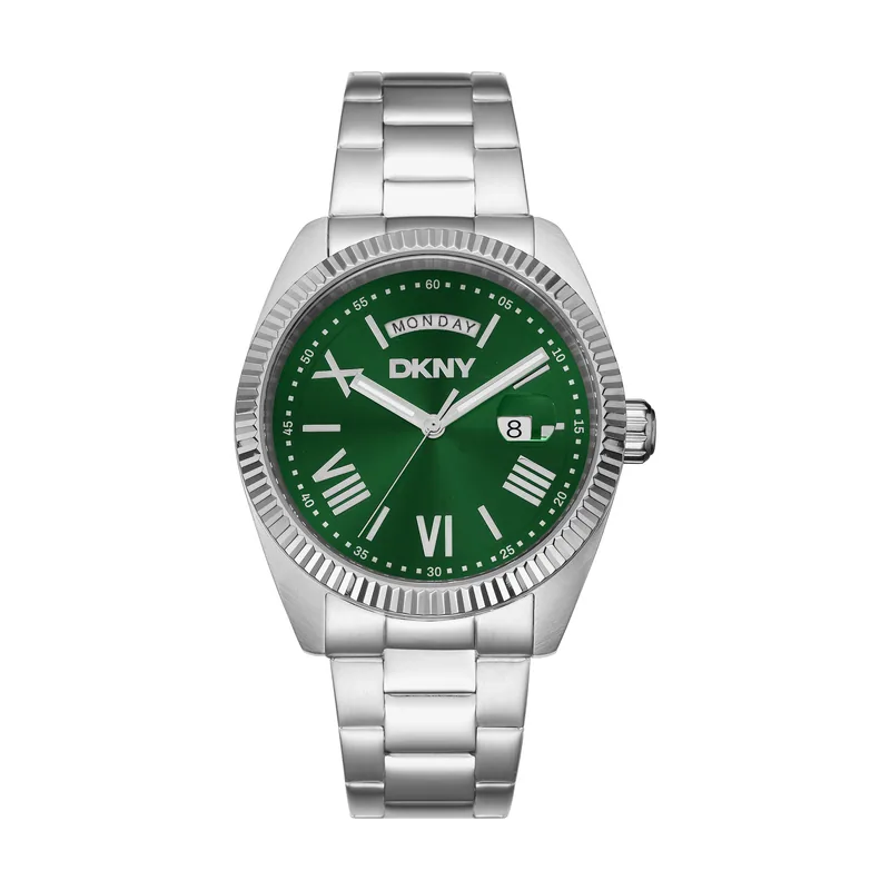 Dkny DK1G141M0025 correa Gris plata Dial Verde botella Hombre