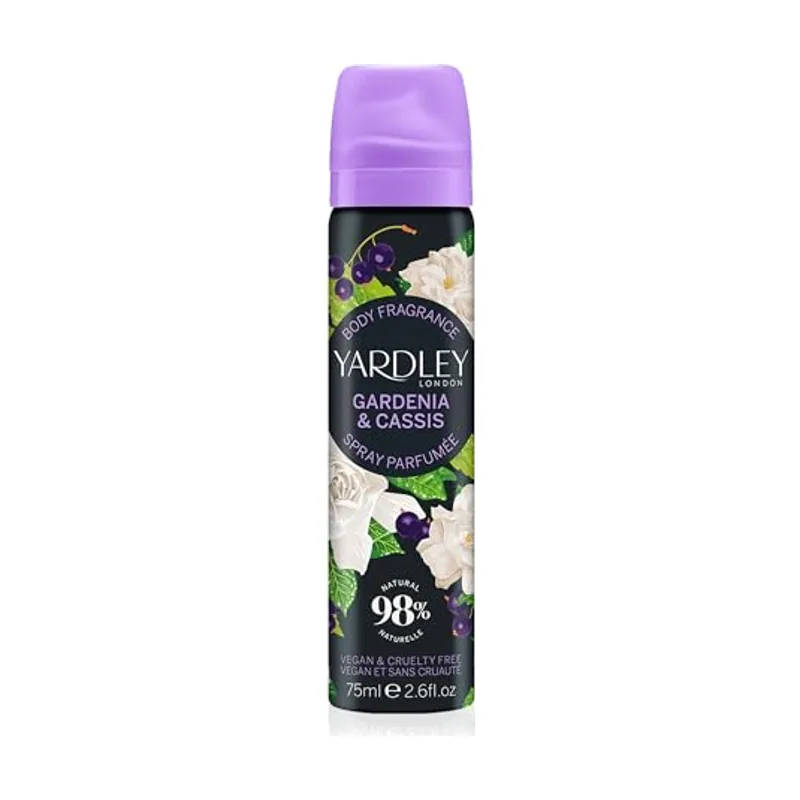 Yardley London Gardenia & Cassis Body Spray para mujer con notas afrutadas de cassis y cremosas notas de gardenia
