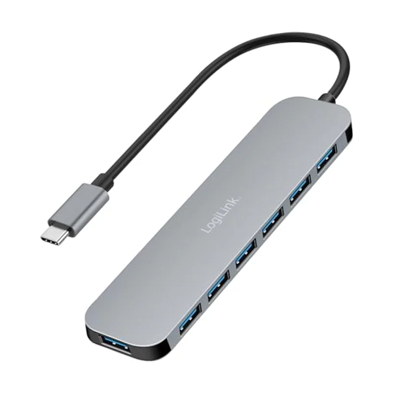 LogiLink Hub USB-C ultradelgado con 7 Puertos 5 Gbps