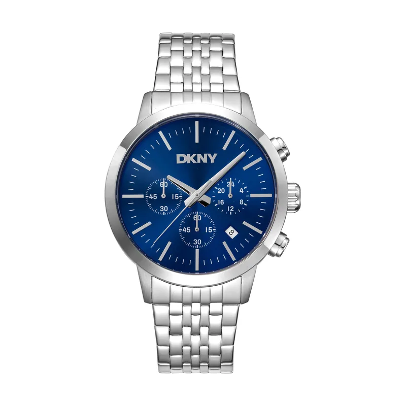 Dkny DK1G138M0055 correa Gris plata Dial Azul noche Hombre