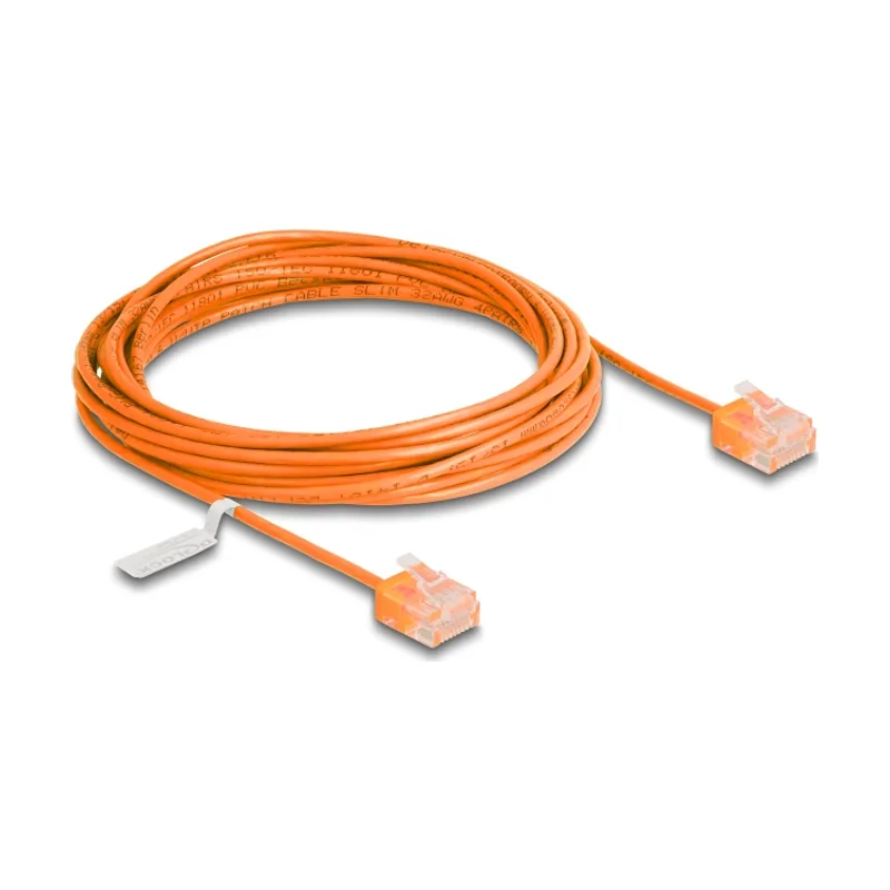 Delock Cable de red RJ45 Cat.6 UTP Ultra Slim 5 m naranja con enchufes cortos