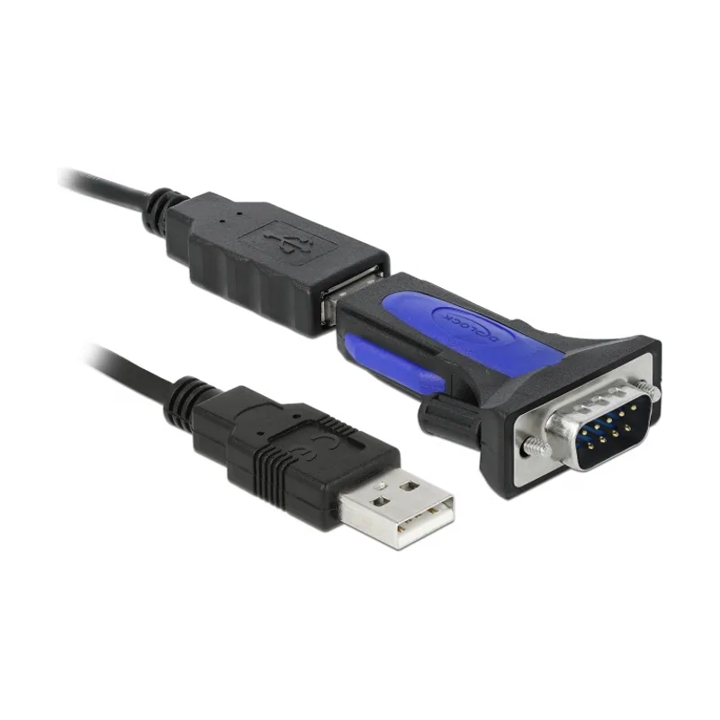 Delock 66280 cable de serie Negro 0,8 m USB tipo A DB-9