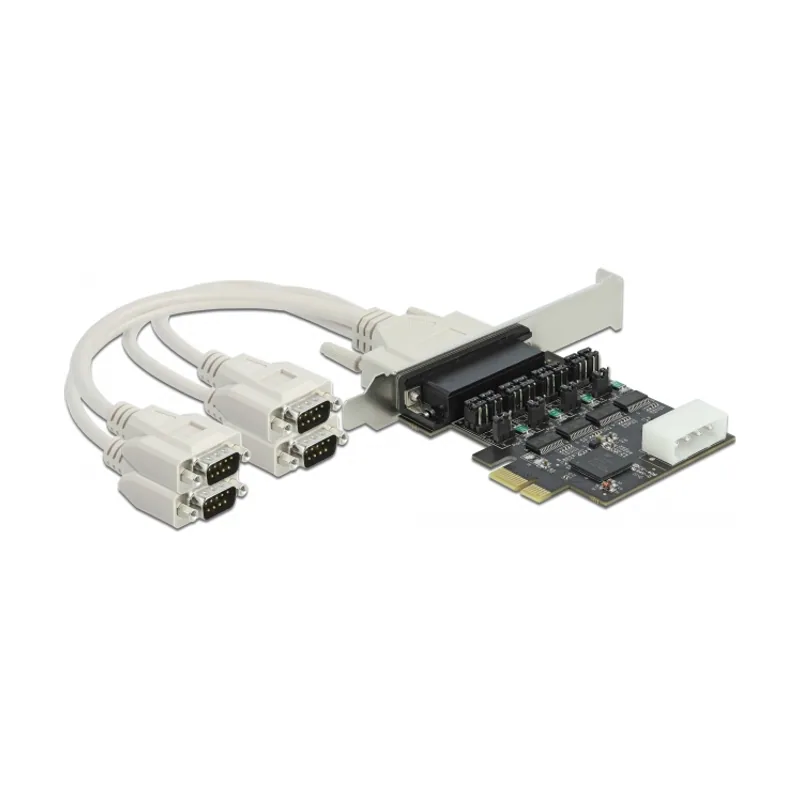 Delock Tarjeta PCI Express x1 a 4 x Serie RS-232 con fuente de alimentación 5 V/12 V