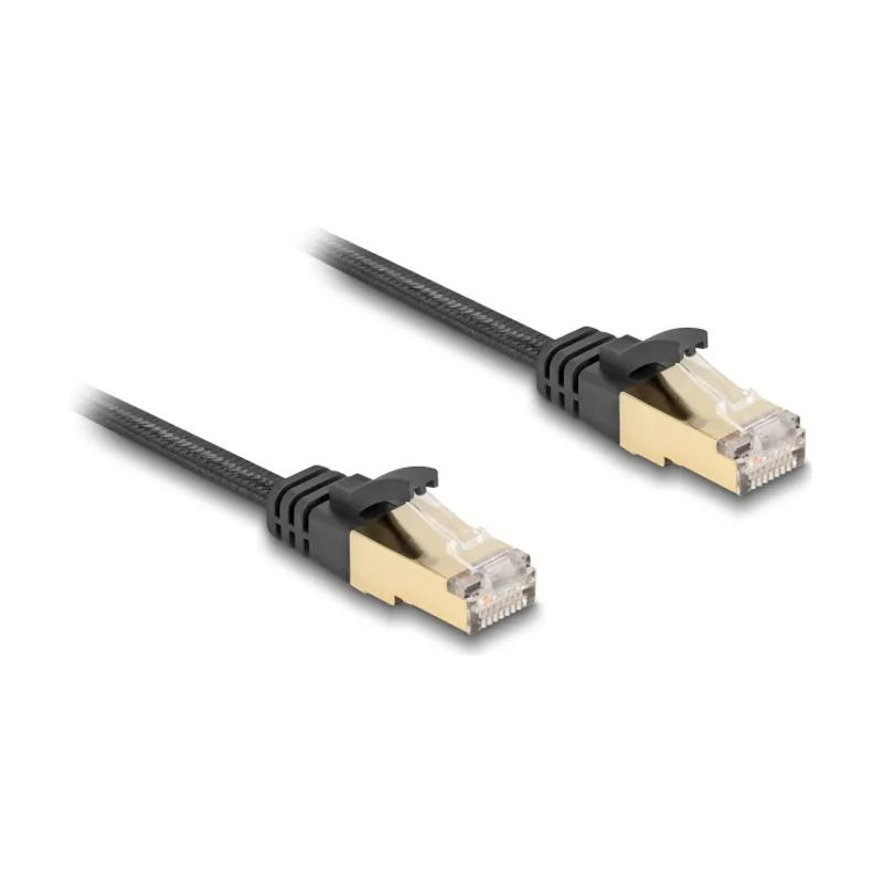 Delock Cable de red plano RJ45 con cubierta trenzada Cat.6A U/FTP macho a macho 3 m