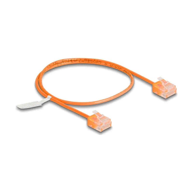 Delock Cable de red RJ45 Cat.6 UTP Ultra Slim 0,5 m naranja con enchufes cortos