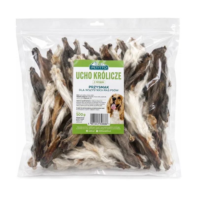 Petitto ucho królicze z futrem 500 g