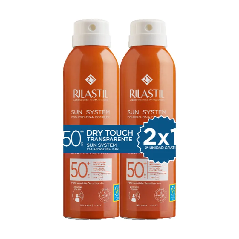 Rilastil Protector Solar EN Spray SPF50+ Transparente DE Tacto Seco Pack 2 x 200 ml