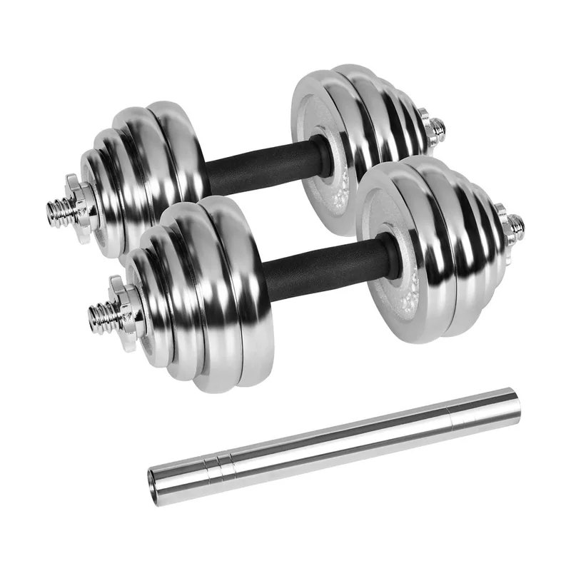 Rebel Electro Juego de 30 kg de mancuernas de hierro fundido cromado en maleta con grifo ajustable RBA-2326-30