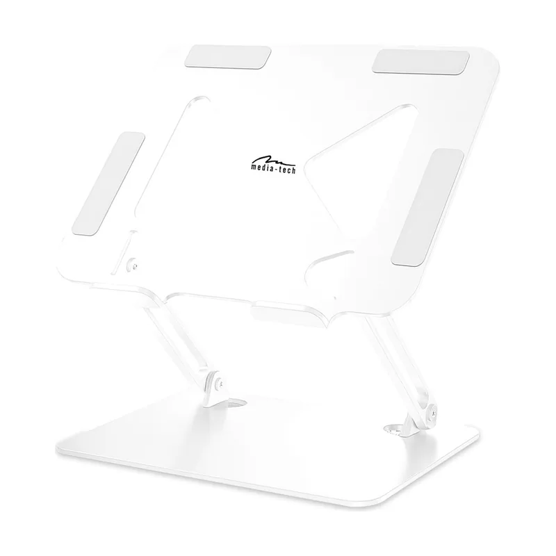 Media Tech Soporte Ergonómico para Portátil de 10-17 Pulgadas MT2661W Ajustable Plegable de Acero y Aluminio Elevador